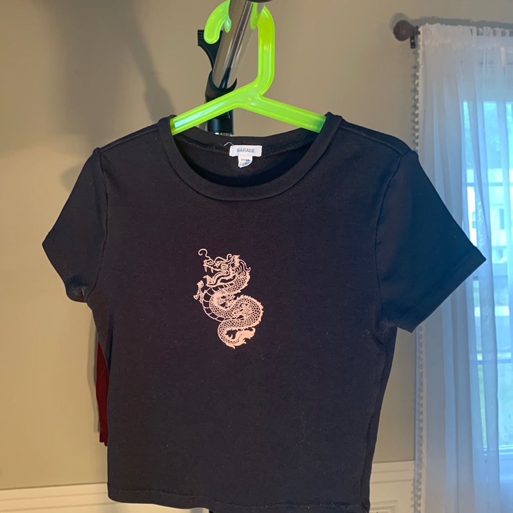 Garage, pink dragon cropped Baby T
